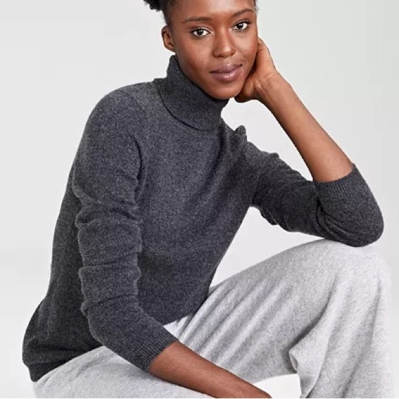 Cashmere Charter Club Luxury 100% Cashmere Turtleneck Sweater Classic in Gray S - Picture 1 of 12
